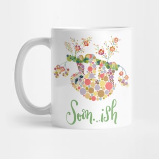 Soonish Funny Sloth Design Slow Lazy Colorful Circles Mug